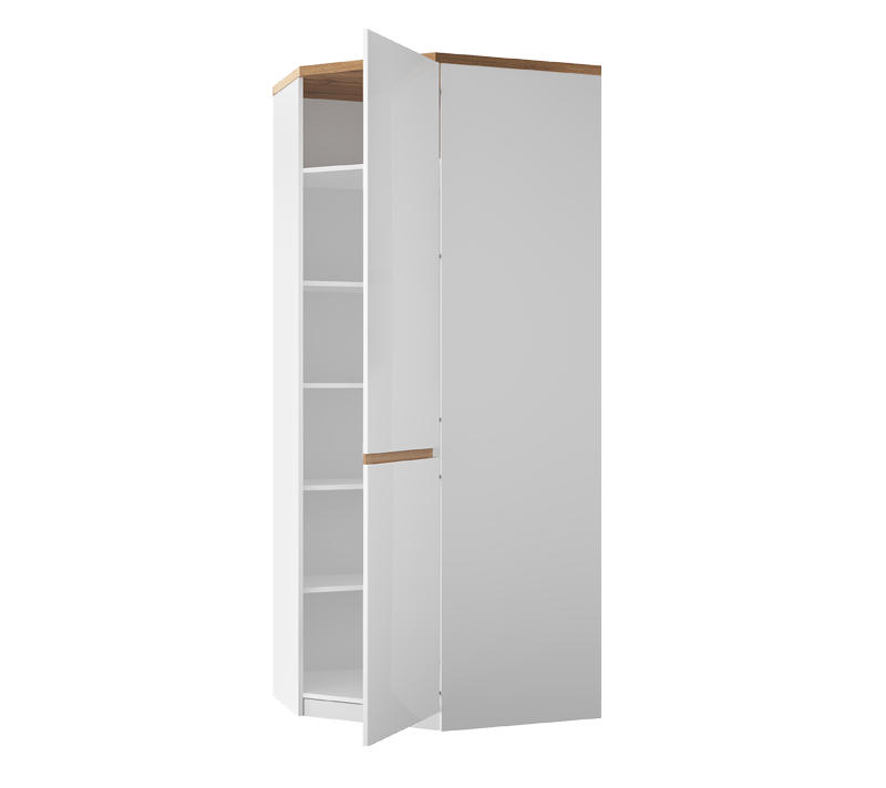 Угловой шкаф Таурус белый глянец/дуб вотан 1DGP_1