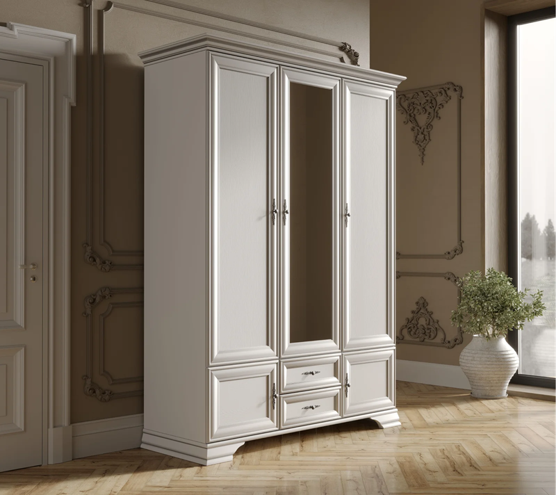 Шкаф с зеркалом Кентаки белый SZF5D2S_3