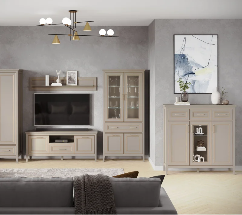 Тумба-витрина Классик глиняный серый KOM1W2D3S_5