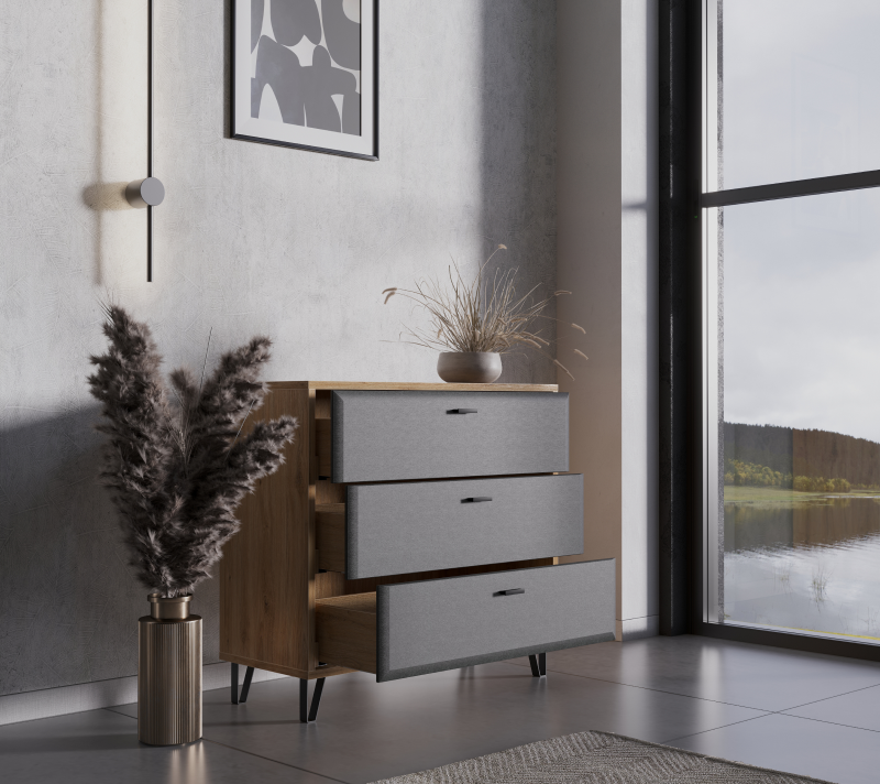 Комод Грейс дуб наварра/графит KOM3S_2