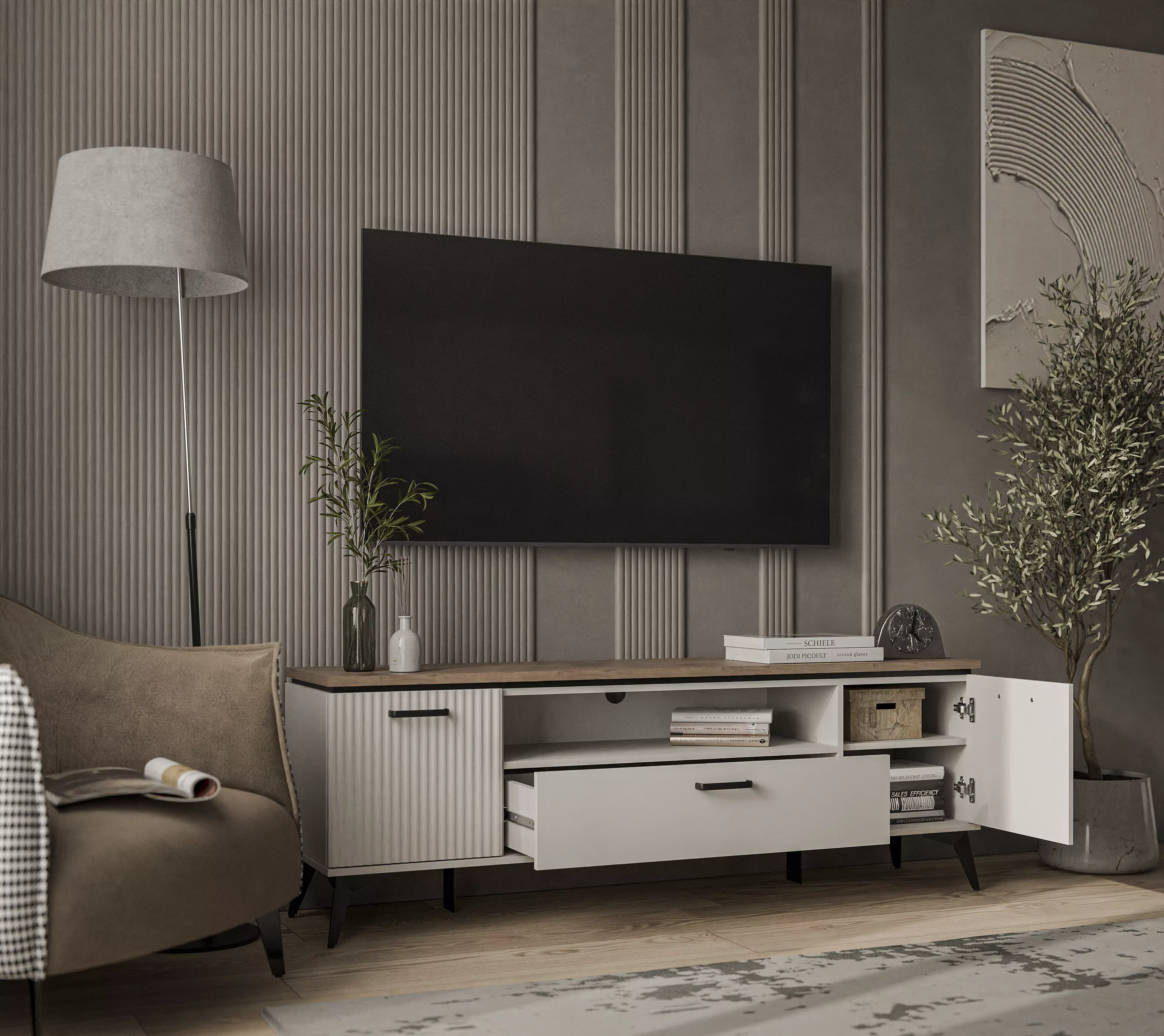 Тумба под телевизор Винати персидский жемчуг/амарок 2D1SN_2