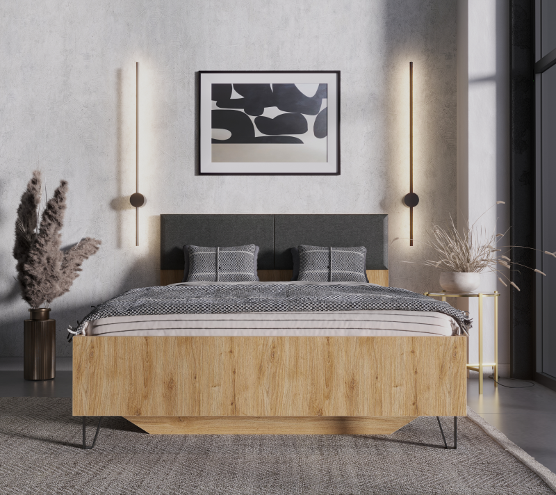 Кровать Грейс дуб наварра/графит LOZ120х200_1