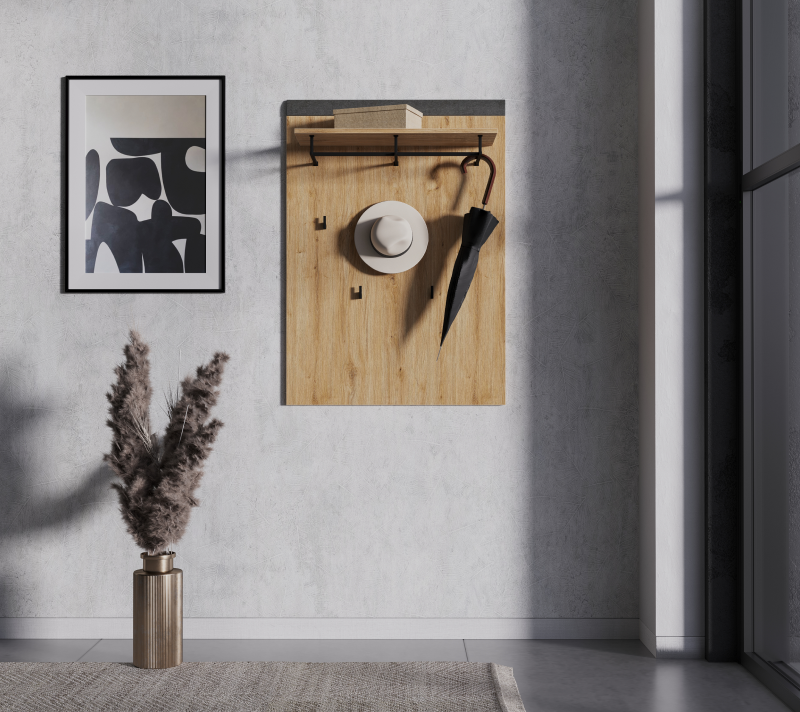 Вешалка Грейс дуб наварра/графит WIE_1