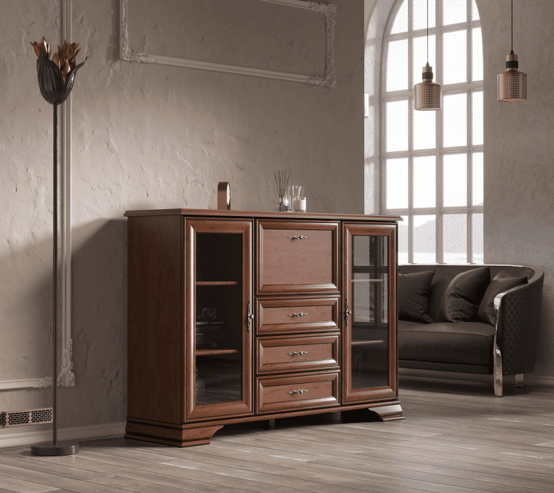 Тумба-витрина Кентаки каштан KOM2W3S1B_3