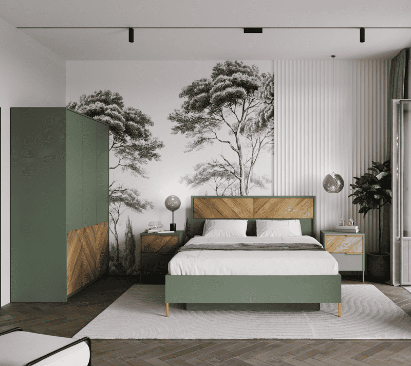 Шкаф Сиена дымчатый зеленый/дуб вотан SZF3D_2