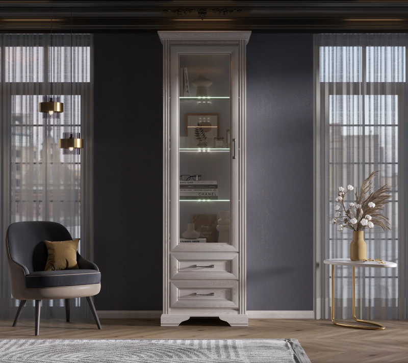 Витрина с подсветкой Стилиус лиственница сибирская REG1W2S_1