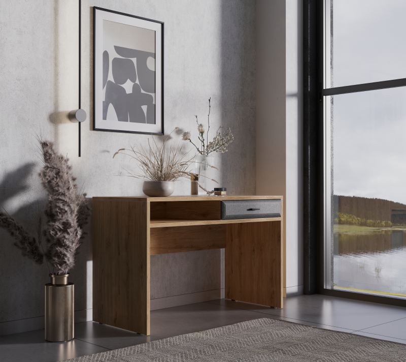 Стол письменный Грейс дуб наварра/графит BIU1S_3