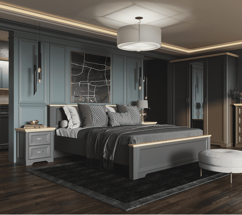 Кровать Жасмин графит/дуб артизан LOZ180x200_4