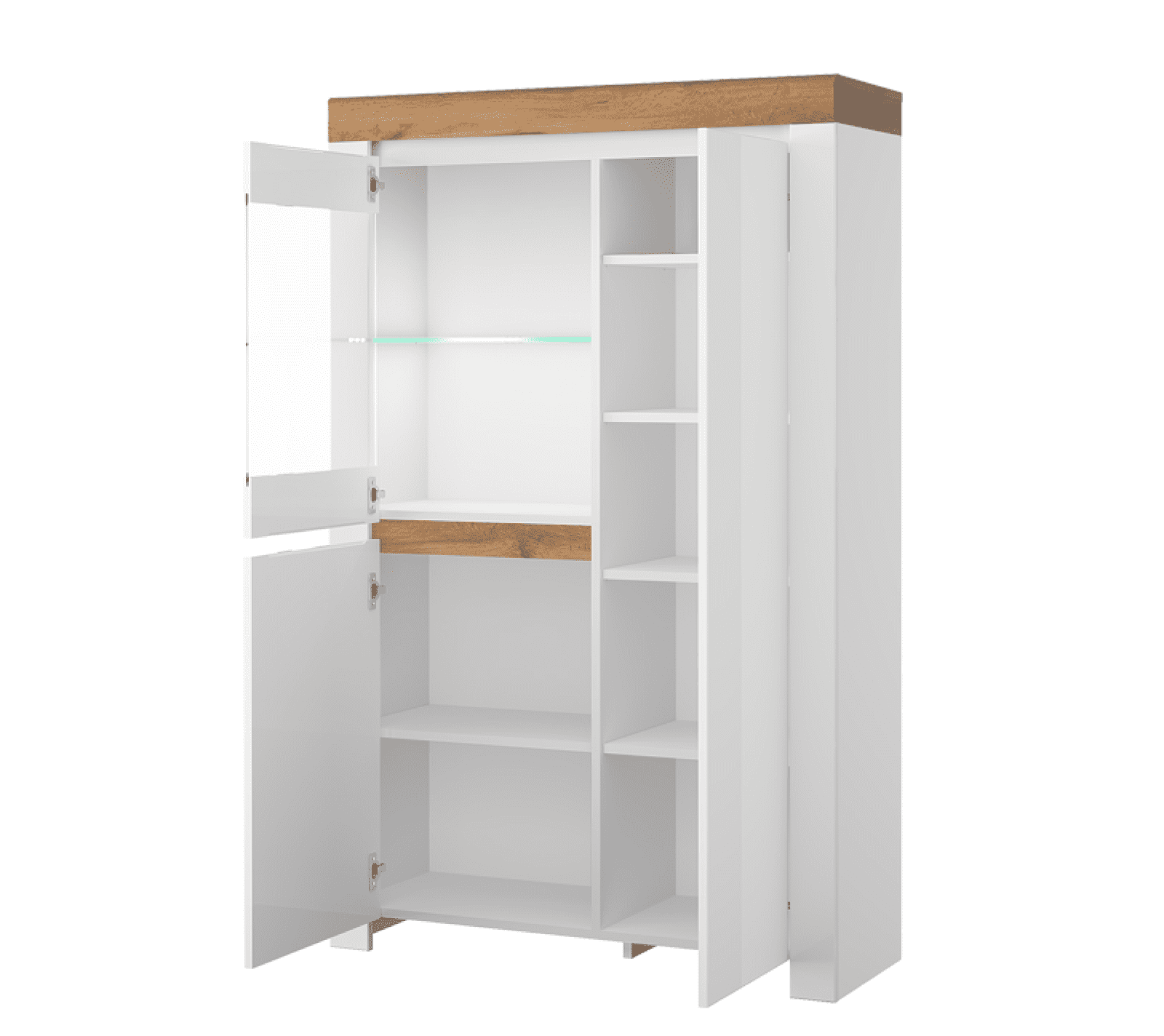 Витрина Таурус белый глянец/дуб вотан 1V2D_1