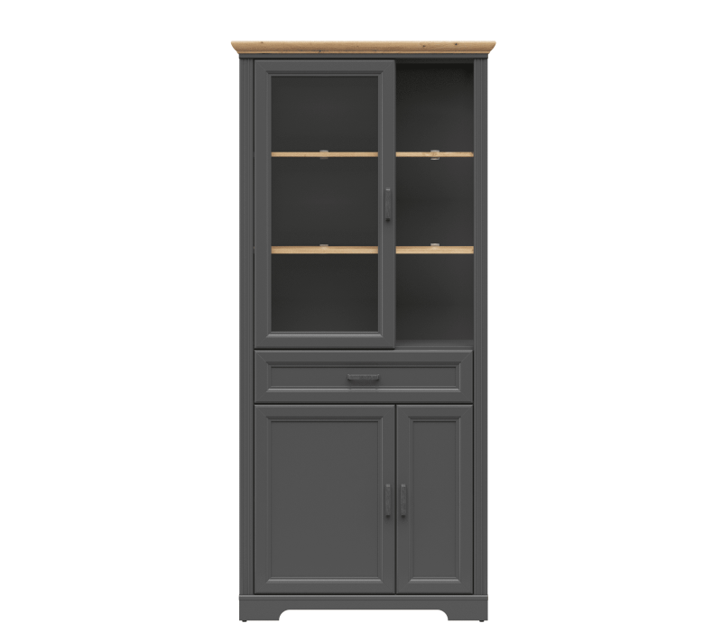 Витрина Жасмин графит/дуб артизан REG1W2D1S