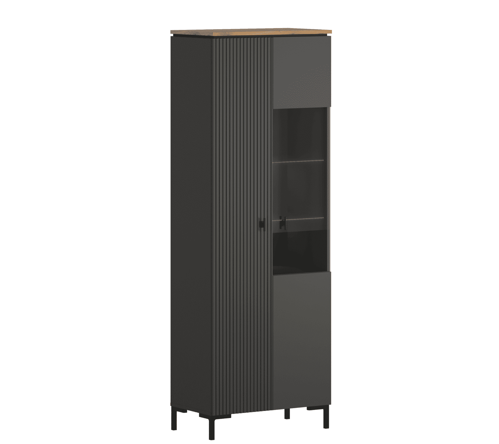 Шкаф-витрина Сан Джиминьяно антрацитовый/дуб нокс REG1D1W_2