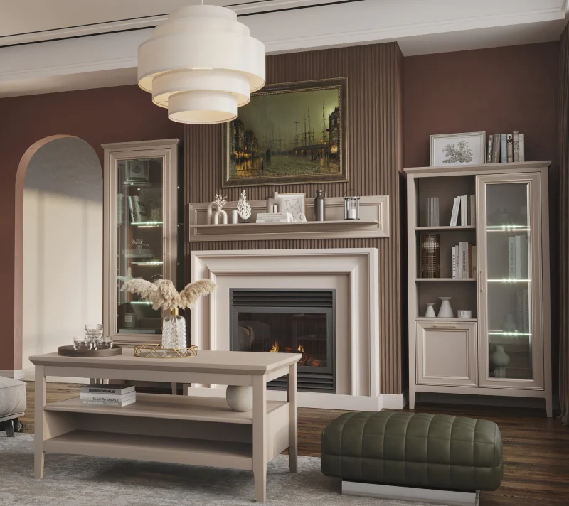 Шкаф-витрина с подсветкой Классик глиняный серый REG1W1D_4