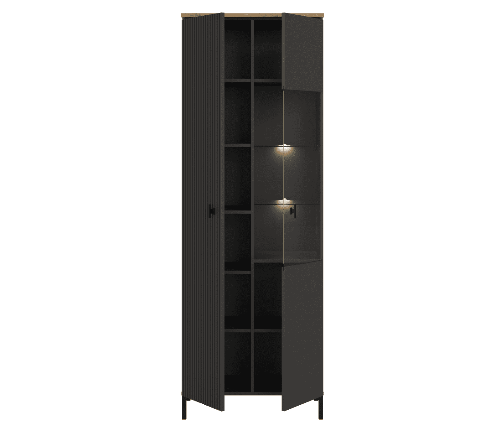 Шкаф-витрина с подсветкой Сан Джиминьяно антрацитовый/дуб нокс REG1D1W_1