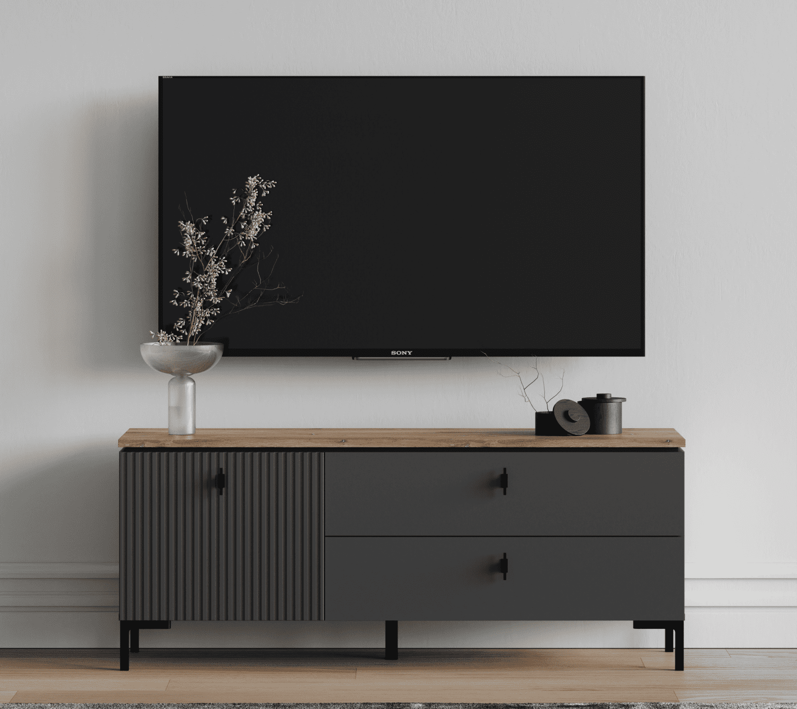 Тумба под телевизор Сан Джиминьяно антрацитовый/дуб нокс RTV1D2S_4