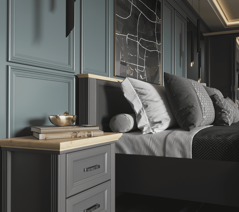 Тумба прикроватная Жасмин графит/дуб артизан KOM2S_7