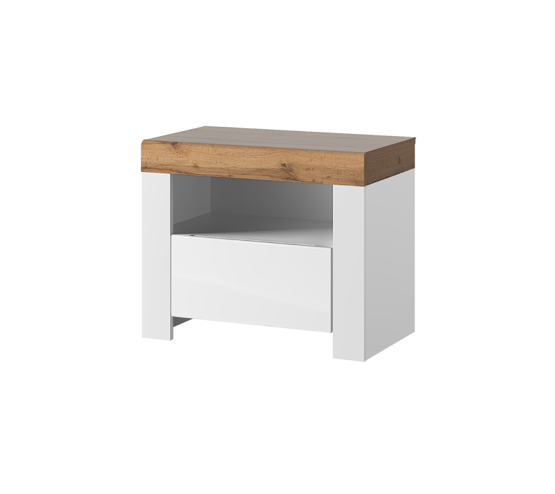 Тумба прикроватная Таурус белый глянец/дуб вотан 1SN