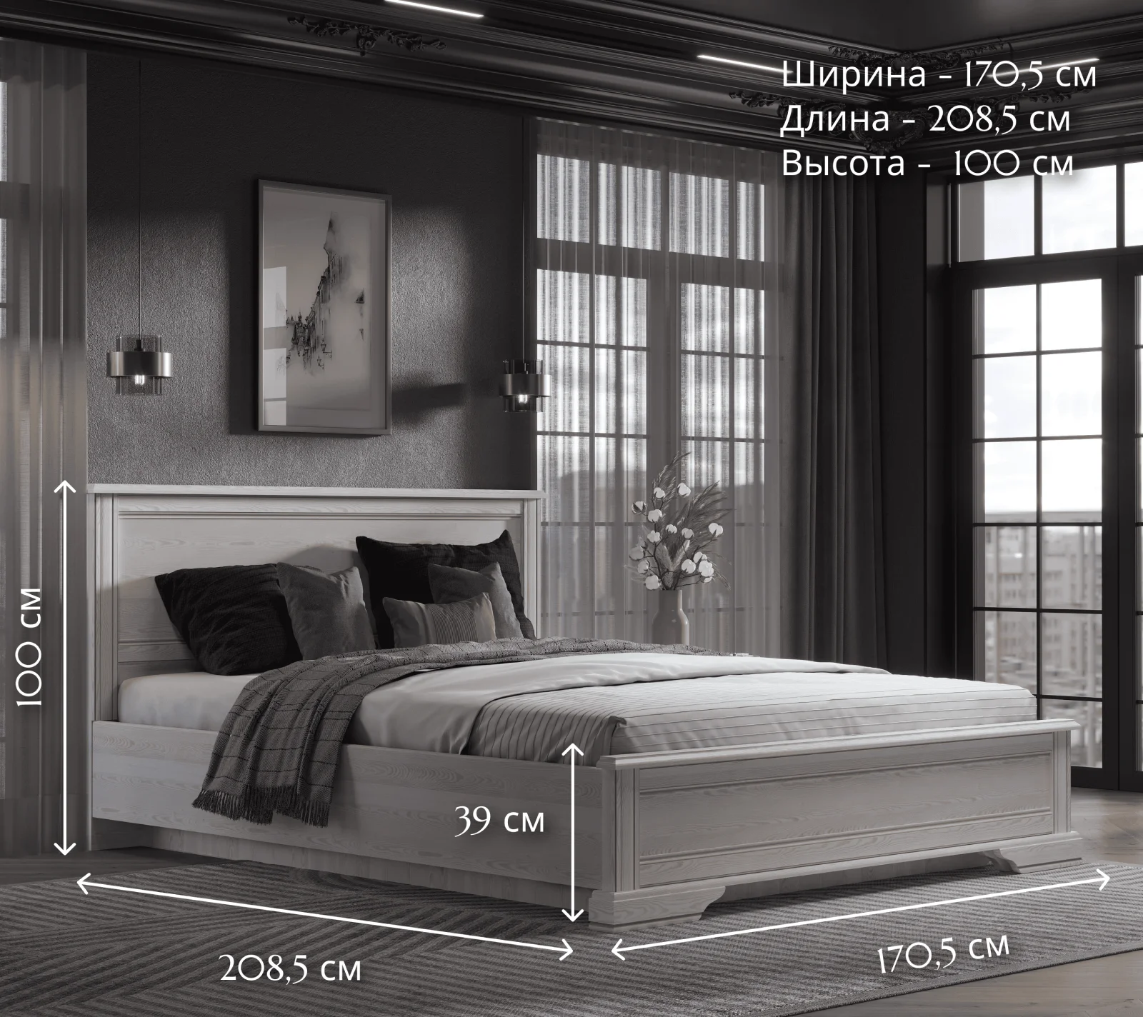 Кровать с подъемным механизмом Стилиус лиственница сибирская LOZ160х200_3