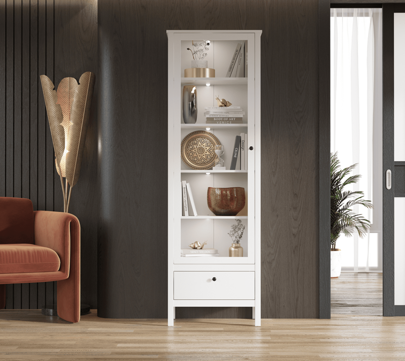 Витрина с подсветкой Эва белый REG1W1S/65_1