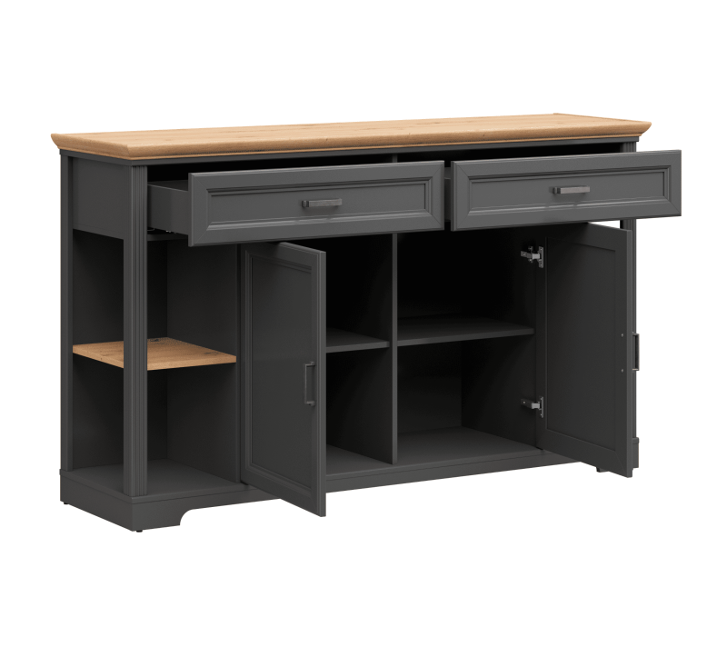 Тумба-комод Жасмин графит/дуб артизан KOM2D2S_1