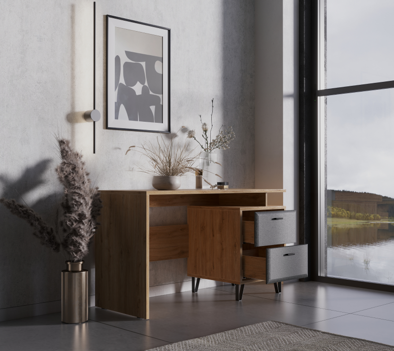 Стол письменный Грейс дуб наварра/графит BIU2S_2