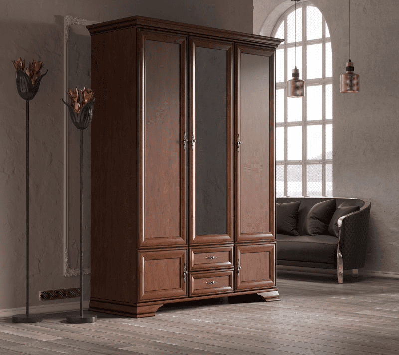 Шкаф с зеркалом Кентаки каштан SZF5D2S_3