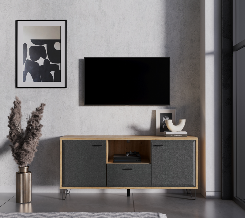 Тумба под телевизор Грейс дуб наварра/графит RTV2D1S_1