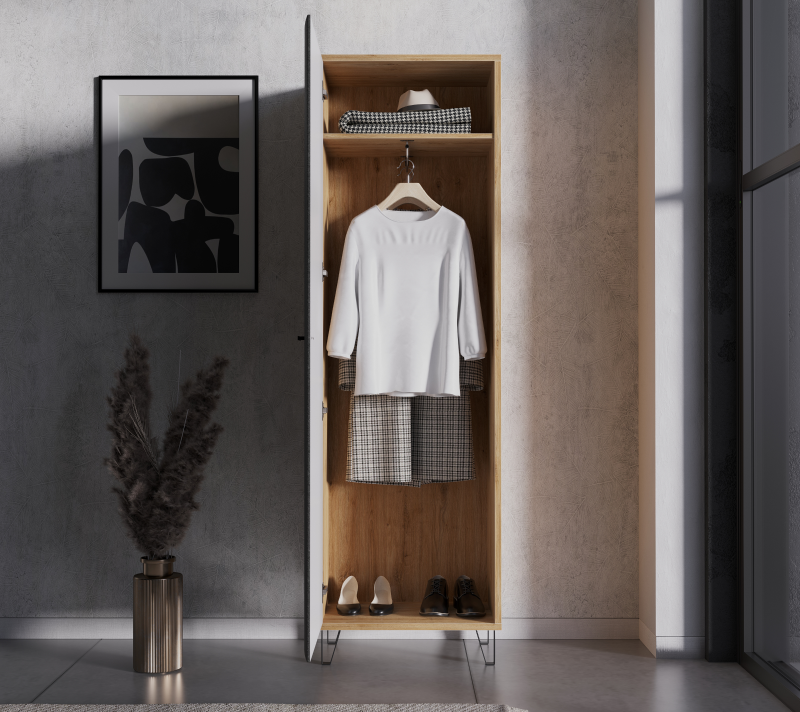 Шкаф Грейс дуб наварра/графит SZF1D_2