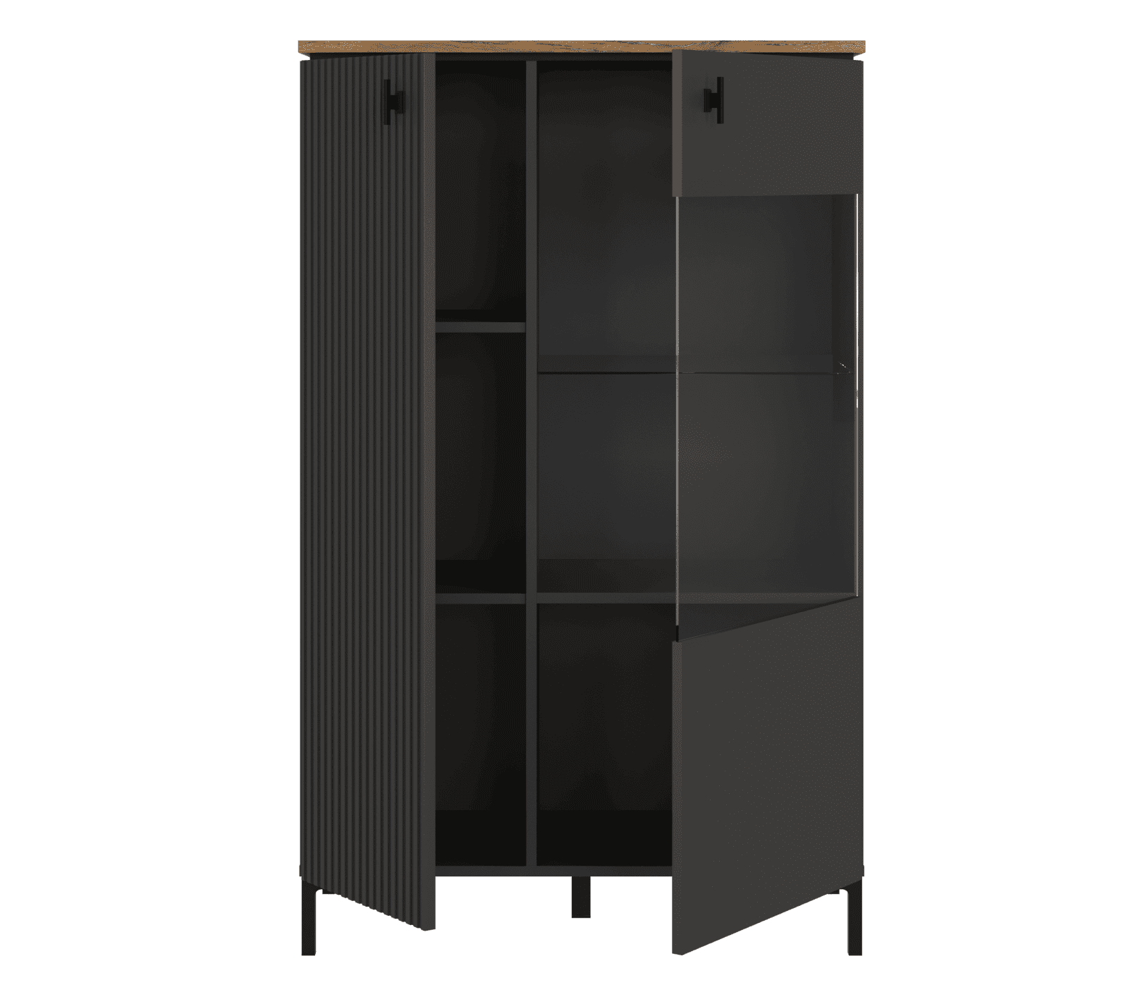 Шкаф-витрина Сан Джиминьяно антрацитовый/дуб нокс REG1D1W/140_1