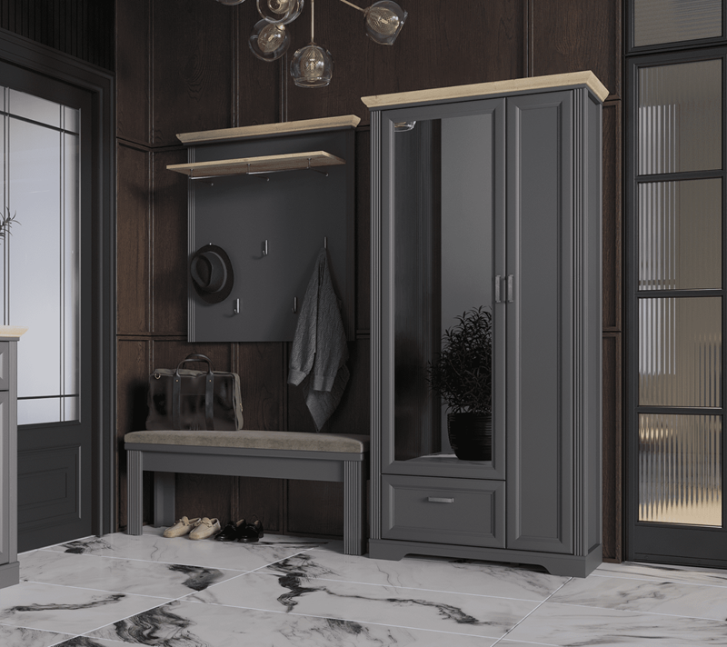 Шкаф Жасмин графит/дуб артизан SZF2D1S_2