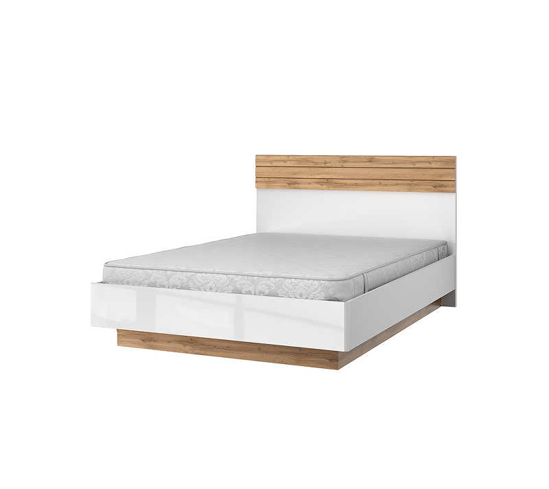 Кровать с подъемным механизмом Таурус белый глянец/дуб вотан 140