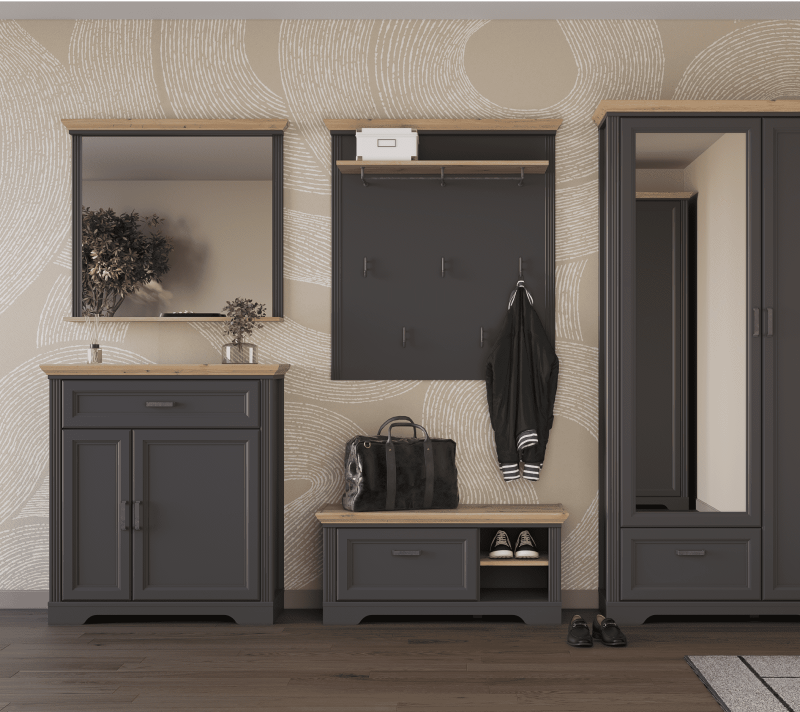 Тумба для обуви Жасмин графит/дуб артизан KOM1S_6