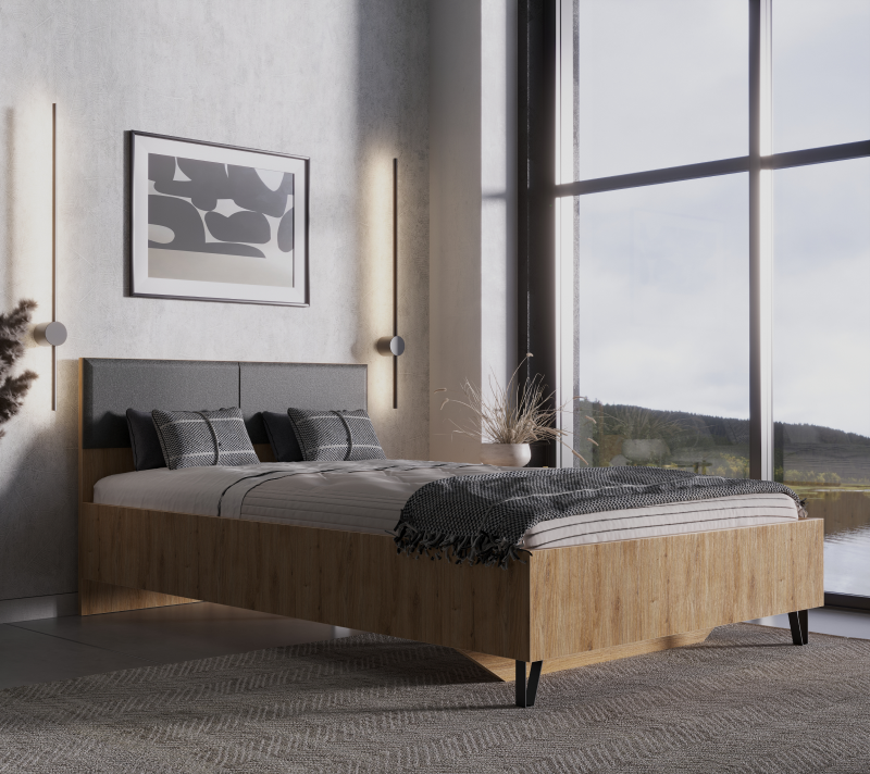 Кровать Грейс дуб наварра/графит LOZ120х200_2