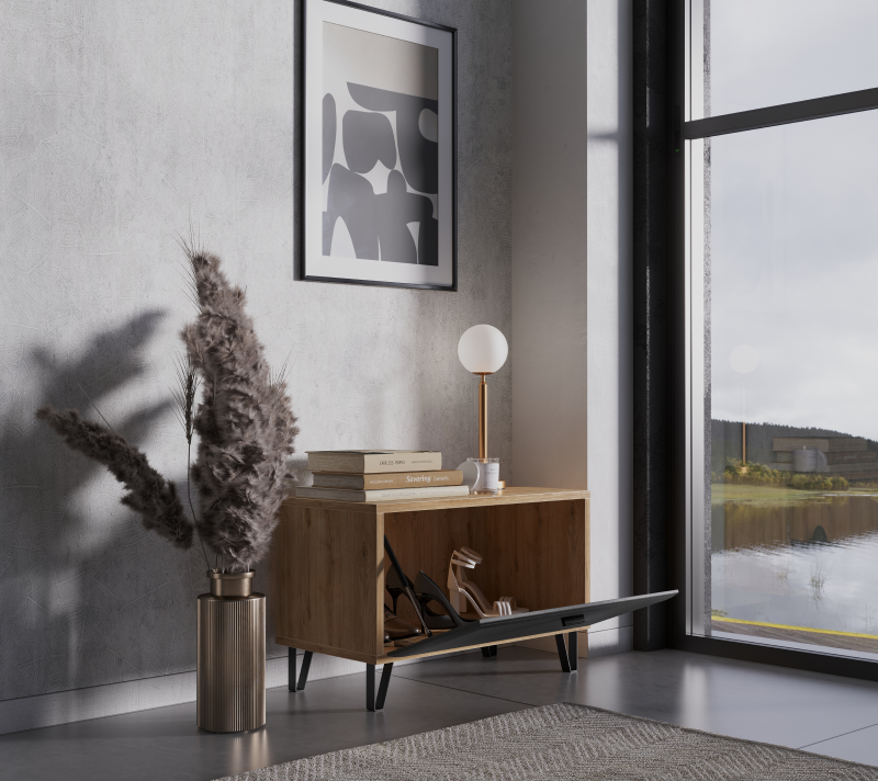 Тумба для обуви Грейс дуб наварра/графит KOM1K_2