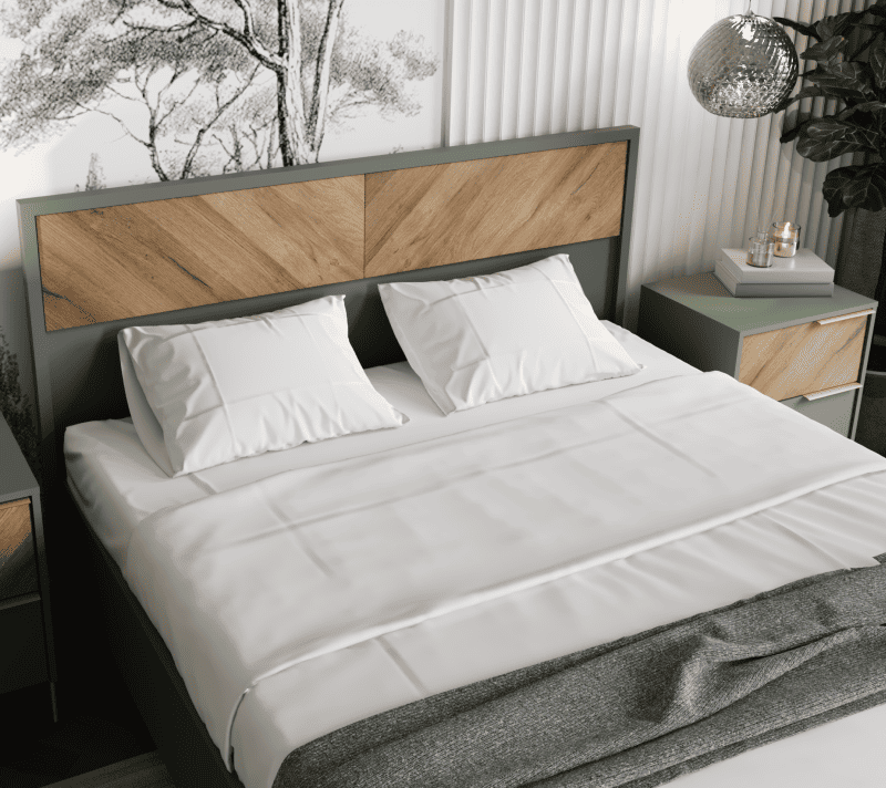 Тумба прикроватная Сиена дымчатый зеленый/дуб вотан KOM2S_3