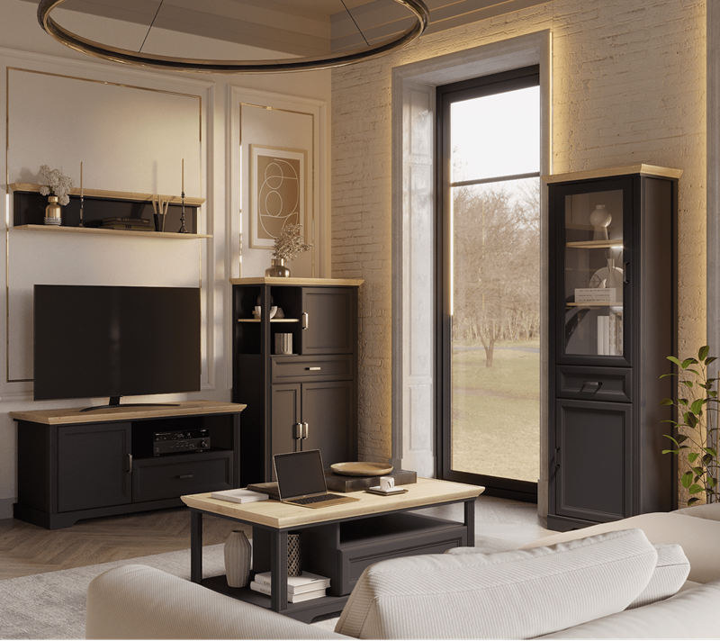 Витрина с подсветкой Жасмин графит/дуб артизан REG1W1D1S_4