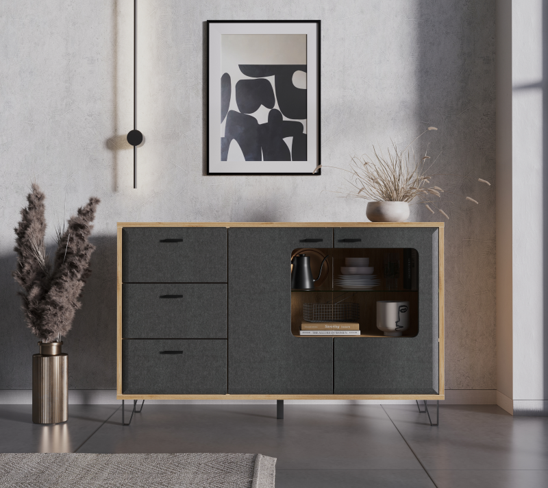 Тумба-витрина Грейс дуб наварра/графит KOM2W3S_1