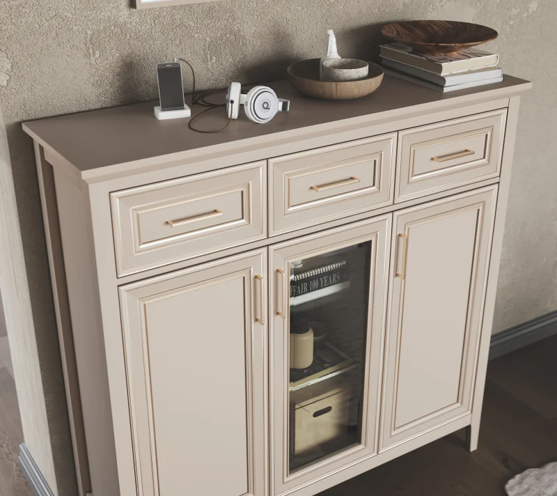 Тумба-витрина Классик глиняный серый KOM1W2D3S_4