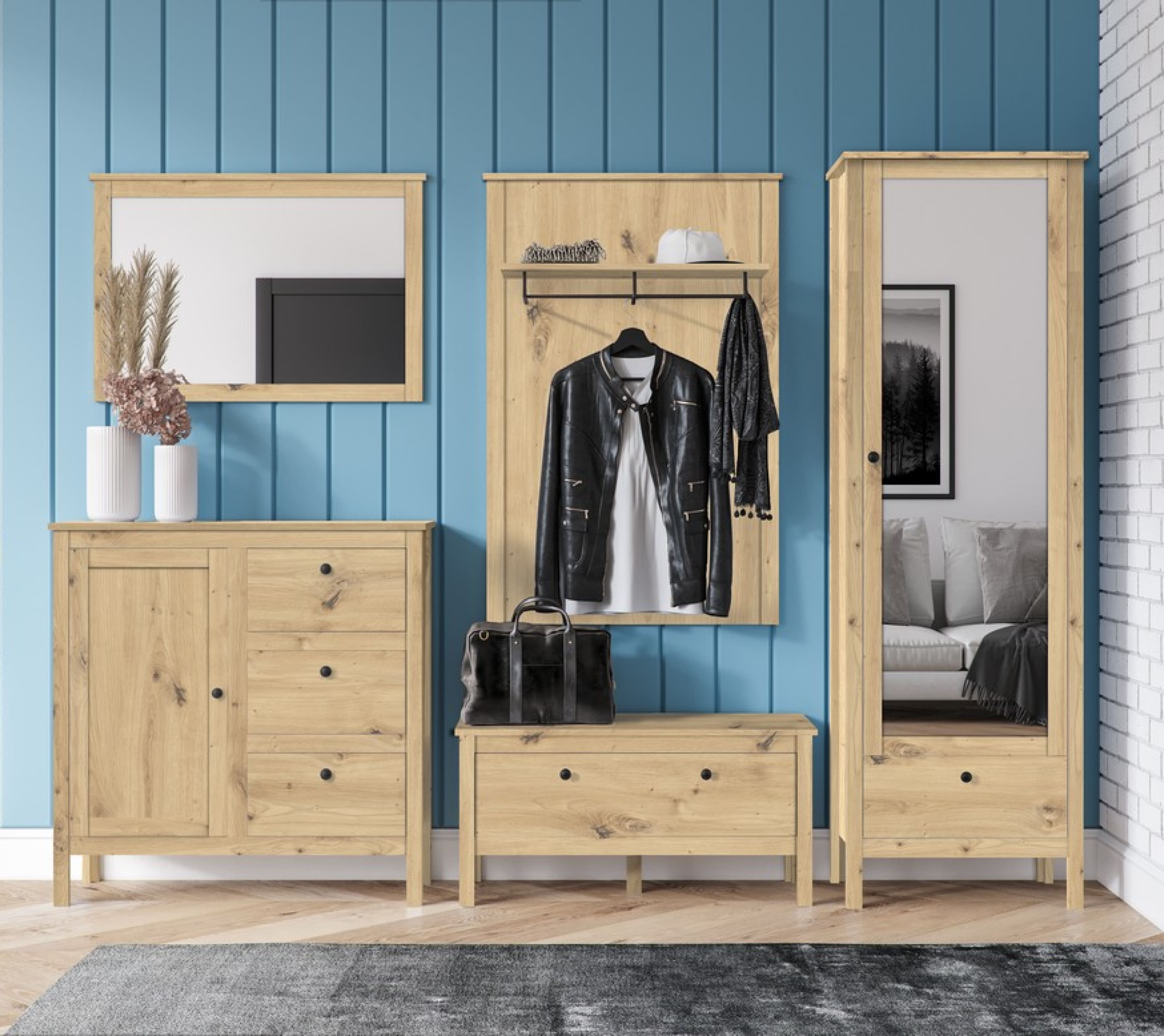 Шкаф с зеркалом Хельга дуб артизан SZF1W1S/60_6