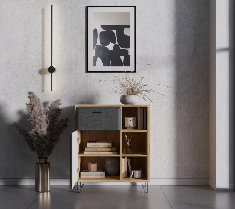 Тумба-комод Грейс дуб наварра/графит KOM1D1S_2