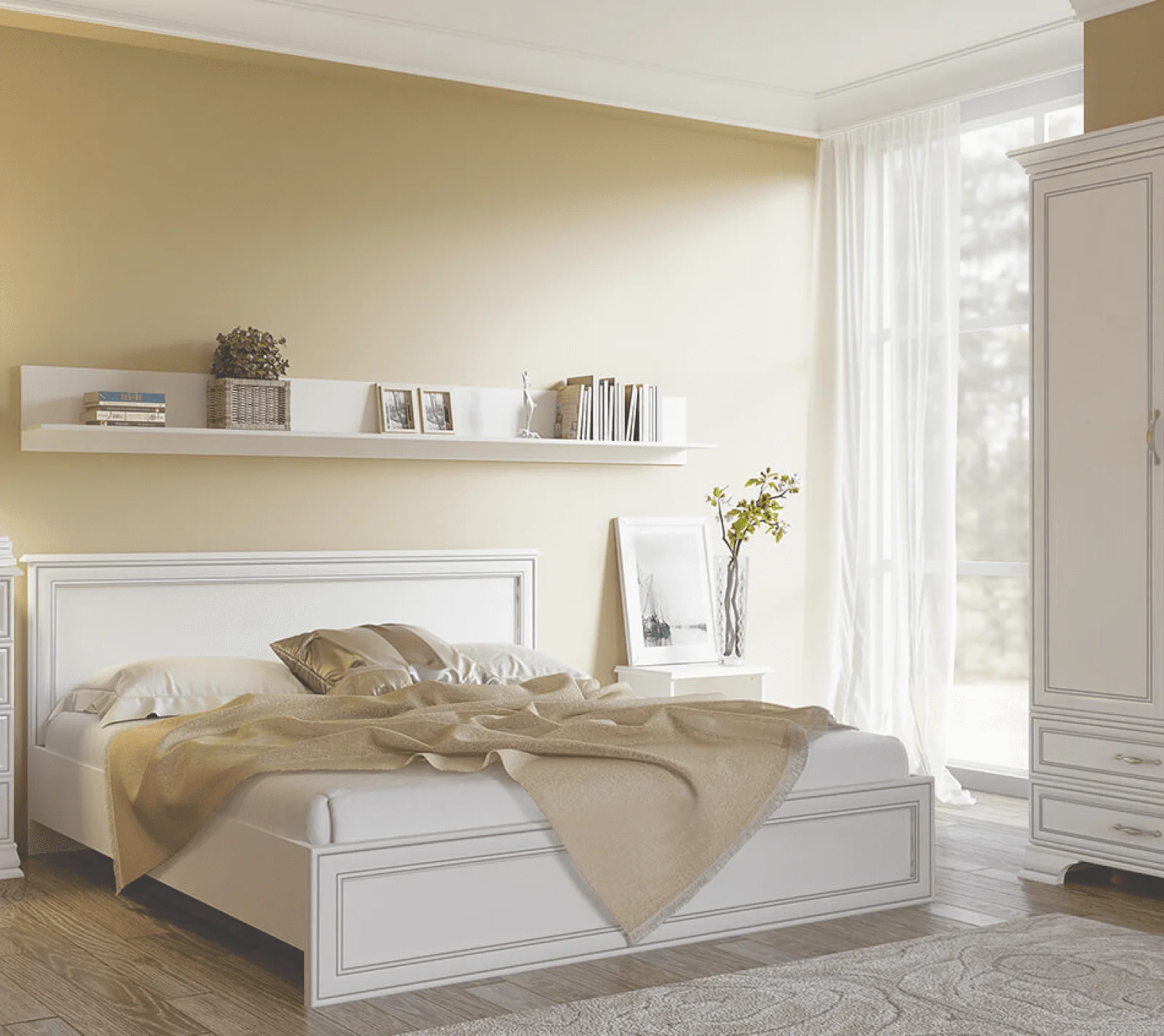 Кровать Тиффани вудлайн кремовый 140x200_3