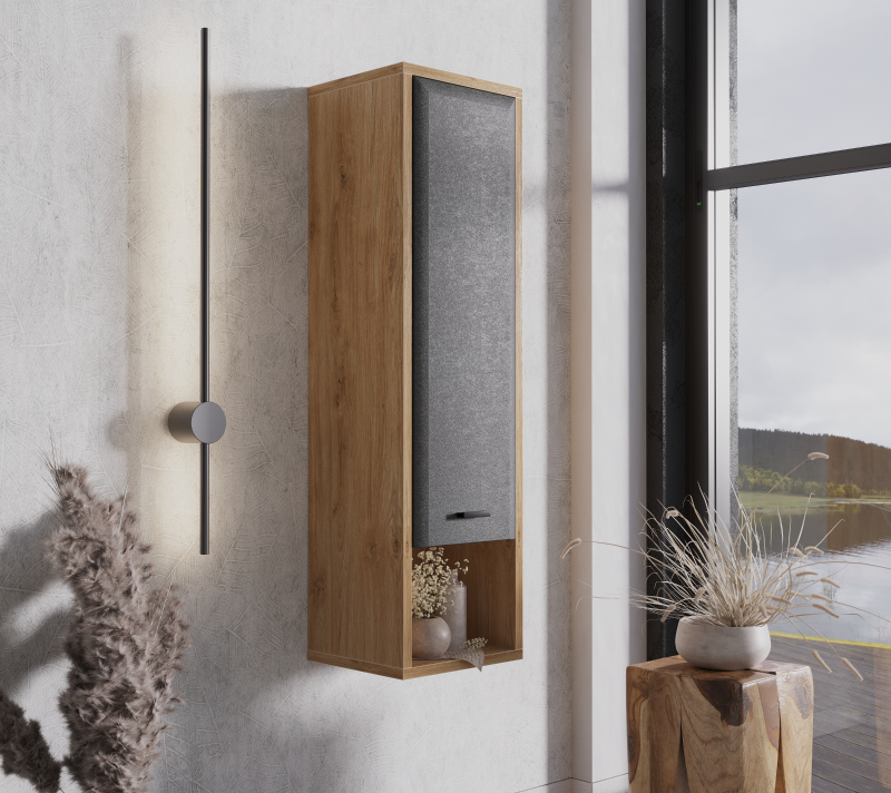 Шкаф навесной Грейс дуб наварра/графит SFW1D_3