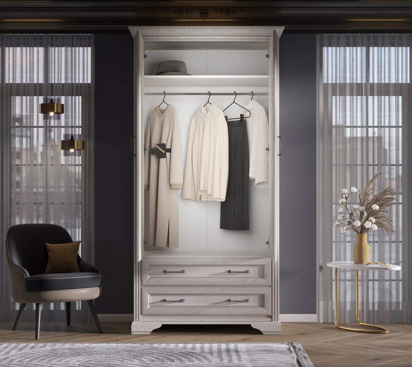 Шкаф Стилиус лиственница сибирская SZF2D2S_2