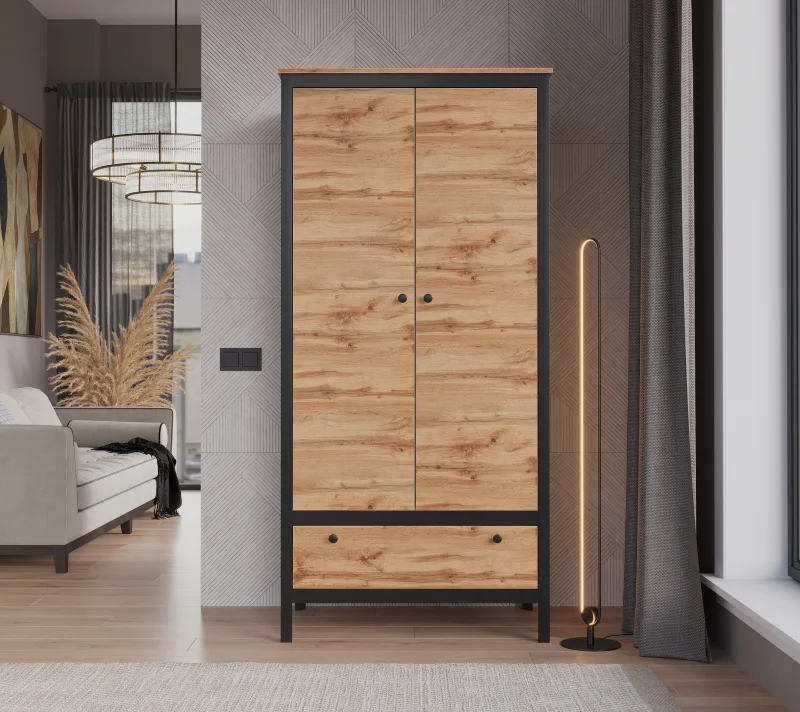 Шкаф Лофт дуб вотан SZF2D1S_1