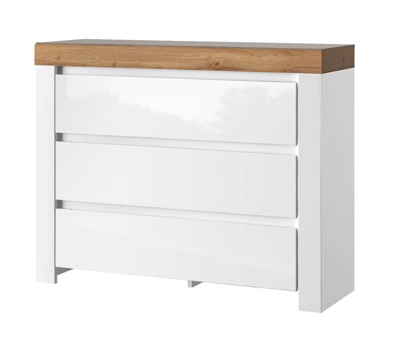 Комод Таурус белый глянец/дуб вотан 3S