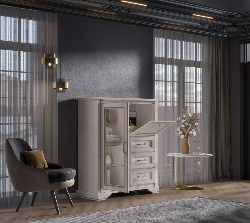 Тумба-витрина Стилиус лиственница сибирская KOM1W1B3S_2