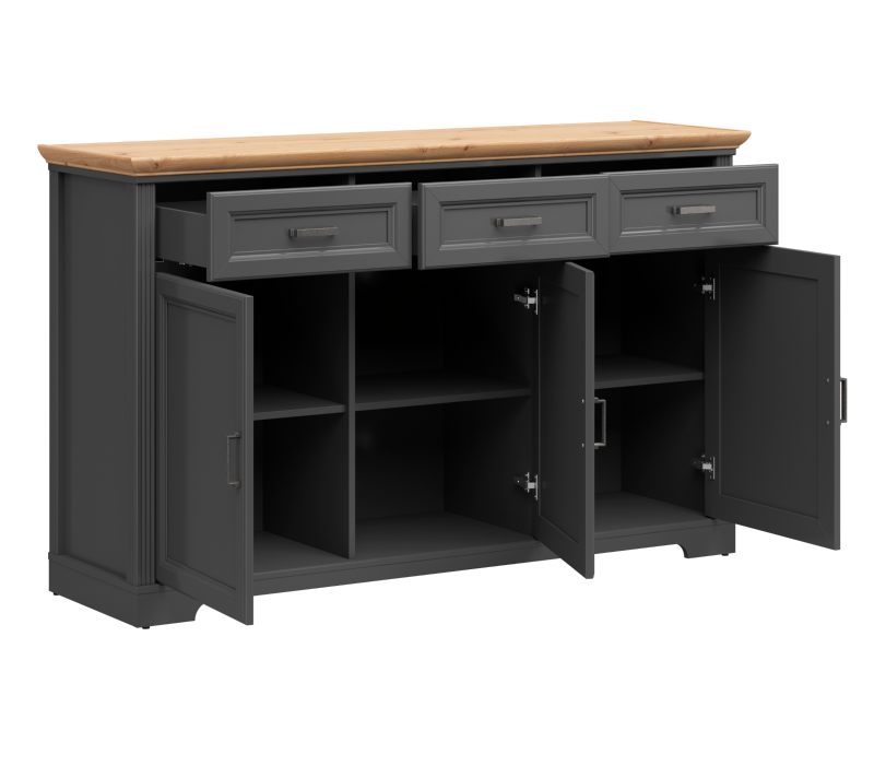 Тумба-комод Жасмин графит/дуб артизан KOM3D3S_1