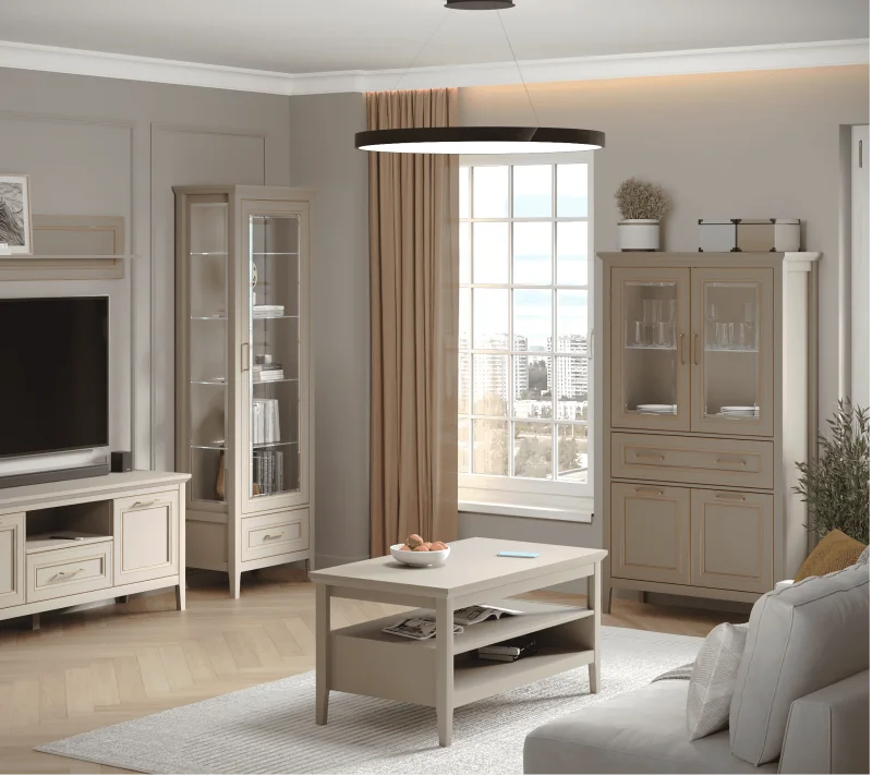 Витрина Классик глиняный серый REG2W2D1S/170_4