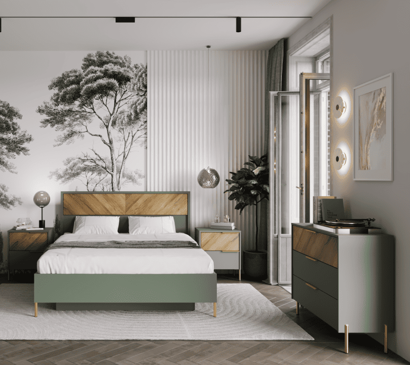 Комод Сиена дымчатый зеленый/дуб вотан KOM3S_2