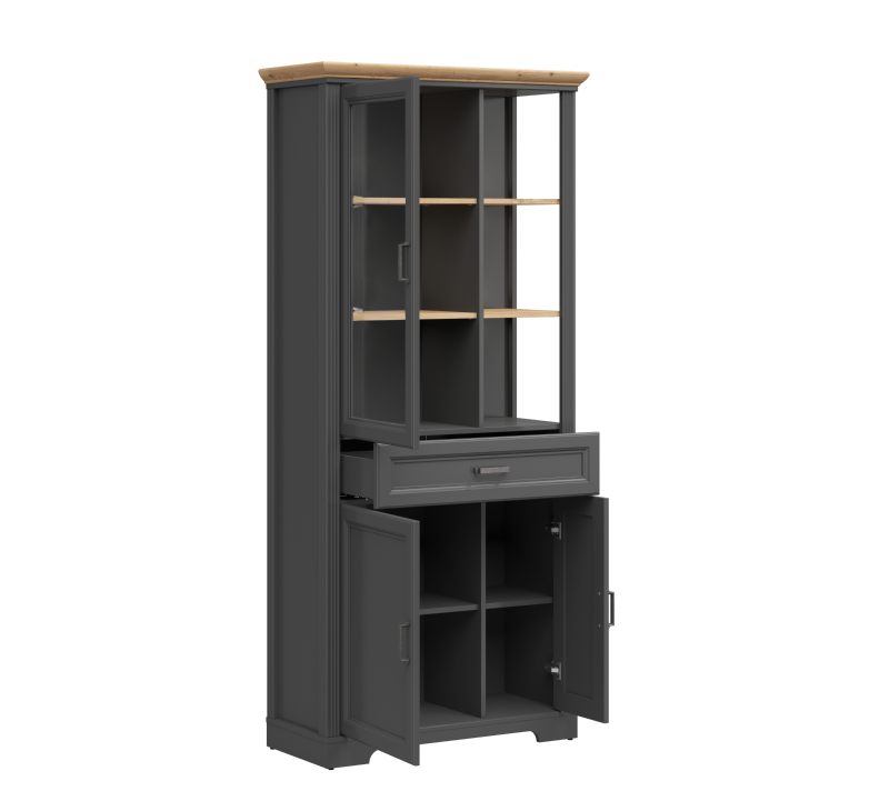 Витрина Жасмин графит/дуб артизан REG1W2D1S_1