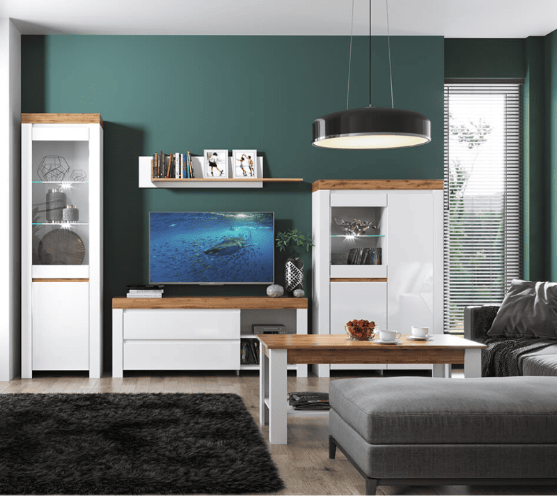 Полка Таурус белый глянец/дуб вотан_2